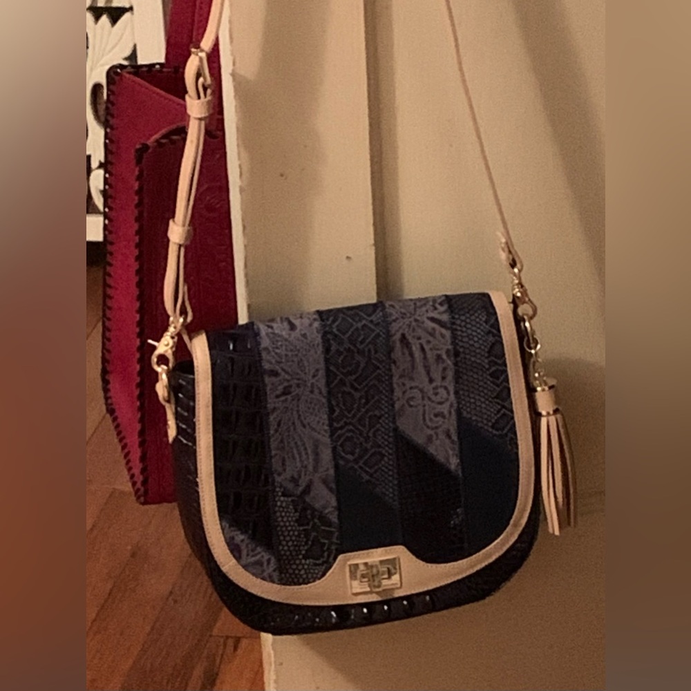 FINAL PRICE Brahmin Sonny Denim Velazquez Melbourne saddle purse, multi texture